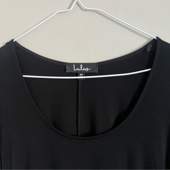 Lulus In Full Swing Black Three-Quarter Sleeve Swing Dress Medium - Picture 4 of 12